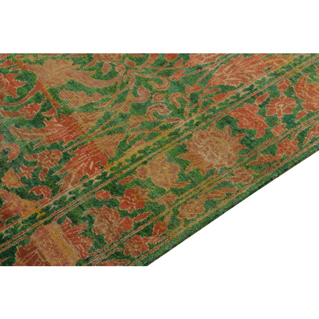 2010s 2010s Rug & Kilim’s Classic Transitional Style Silk Rug in Green, Peach Floral Pattern For Sale - Image 5 of 8