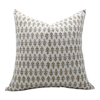 Hand Block Printed Duck Canvas Designer Pillow Cover 14x36 Inch- Gold Fish For Sale