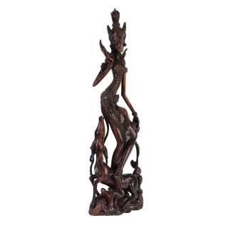 Sculpture of a Girl, Late 20th Century, Teak For Sale