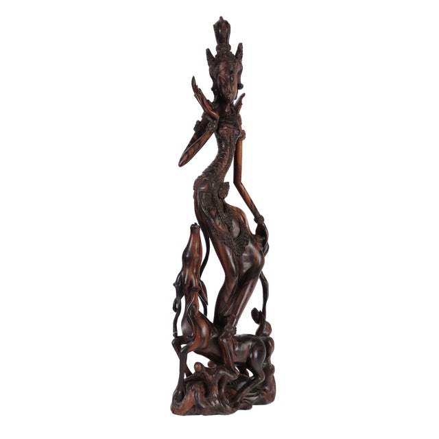 Sculpture of a Girl, Late 20th Century, Teak For Sale