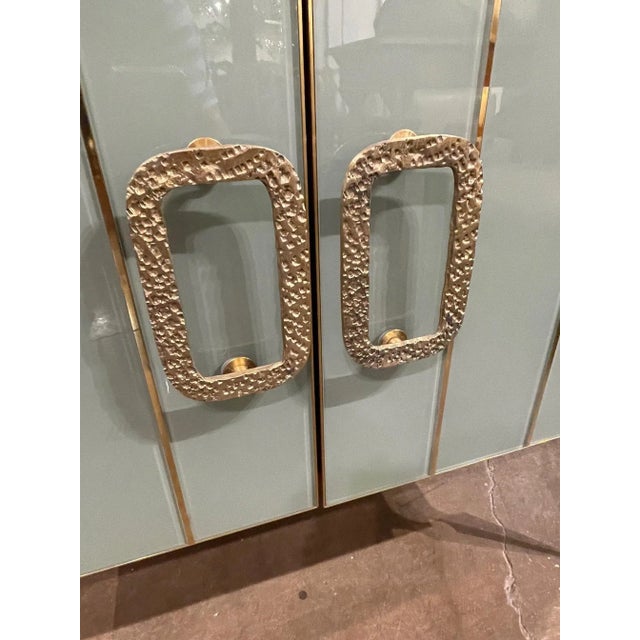 Italian Murano Glass & Brass Side Cabinets - A Pair For Sale - Image 3 of 8