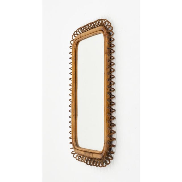 Wood Mid-Century Modern Rattan and Bamboo Wall Mirror by Franco Albini, Italy, 1960s For Sale - Image 7 of 12