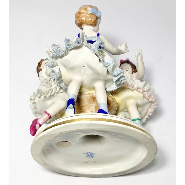 1930s Müller Volkstedt Dresden “Ring Around the Rosie” Porcelain Figurine For Sale - Image 10 of 12