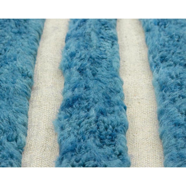Contemporary Striped Chevron Hand-Knotted Moroccan Wool Rug | 10'6" X 6'5" | One of a Kind For Sale - Image 3 of 8
