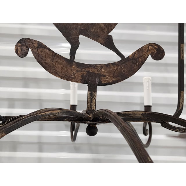 Vintage Wrought Iron French Rooster Chandelier For Sale - Image 10 of 12
