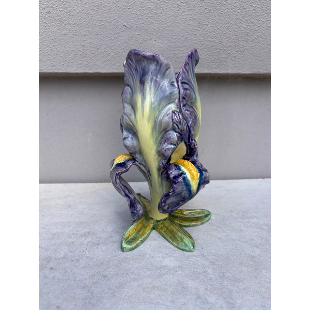 Delphin Massier Majolica Iris Vase Massier, Circa 1880 For Sale - Image 4 of 9