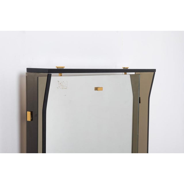 Metal Mirror with Grey-Green Glass Frame in the style of Fontana Arte, 1960s For Sale - Image 7 of 10