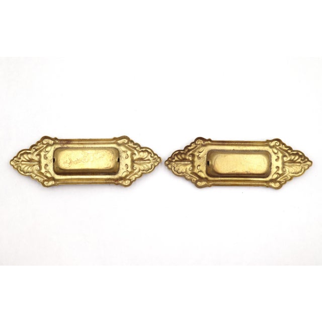 Victorian Pair of Reproduction Victorian Pressed Brass Sash Window Lifts For Sale - Image 3 of 3