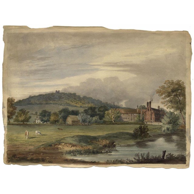 An original c.1830s watercolour painting, Alexander Monro, River Landscape with Mill, Probably Surrey.A fine large...