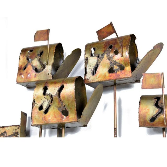 Curtis Jere Style Brass and Copper Brutalist Brazed Metal Wall Sculpture For Sale - Image 6 of 6