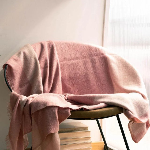 Textile Hand Woven Merino Plush Deep Pink Resin Throw / Queen Size Bedspread by Studio Variously For Sale - Image 7 of 11