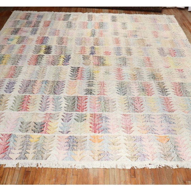 a one-of-a-kind cotton and wool Turkish Kilim handmade from the late 20th century Details rug no. 10707 size 13'3" x 15'8"...