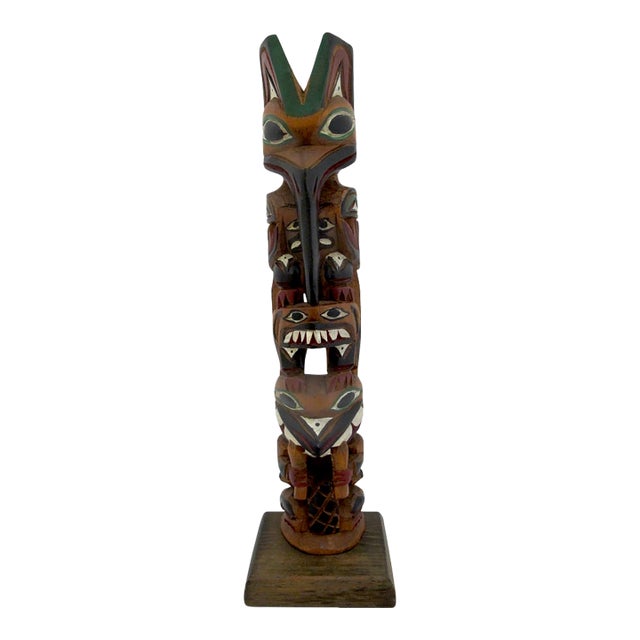 Ray Williams Pacific Nw Eagle Clan Native American Carved Wood Totem Pole For Sale
