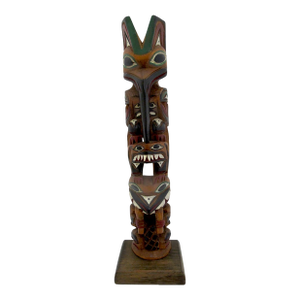 Ray Williams Pacific Nw Eagle Clan Native American Carved Wood Totem Pole