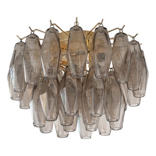 Italian Flush Lamp in Smoky Murano Glass Polyhedron, 1990s For Sale