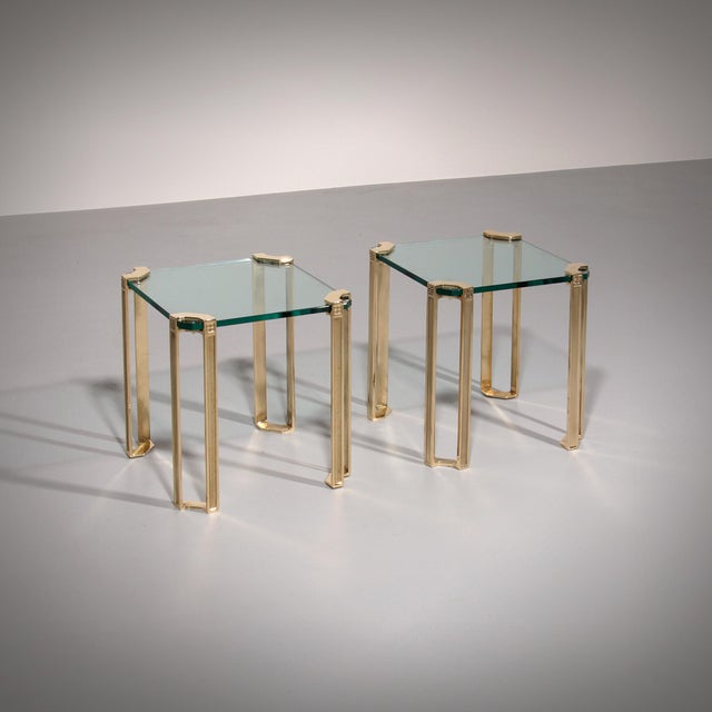 Mid-Century Modern High-Gloss Brass T24 Side Tables by Peter Ghyczy, Set of 2 For Sale - Image 3 of 11