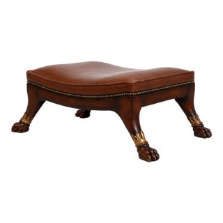 Theodore Alexander Regency Style Leather Footstool Ottoman For Sale