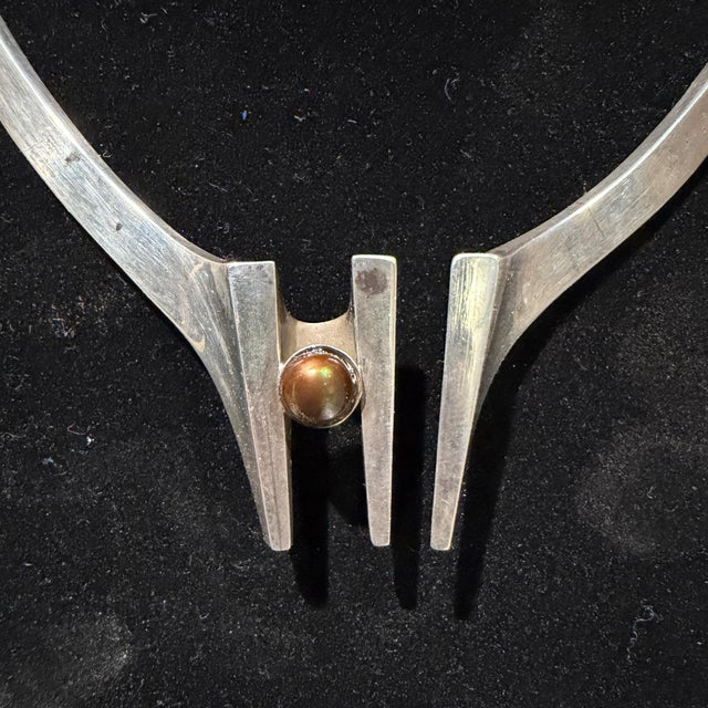 For your consideration, a vintage Mexican modernist sterling silver collar necklace, often referred to as a torque or...