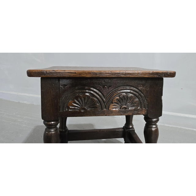 Antique Oak Stool, 1810 For Sale - Image 6 of 7