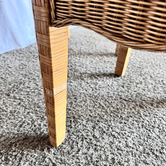Brown Boho Chic Woven Wicker Desk and Stool - 2 Pieces For Sale - Image 8 of 9
