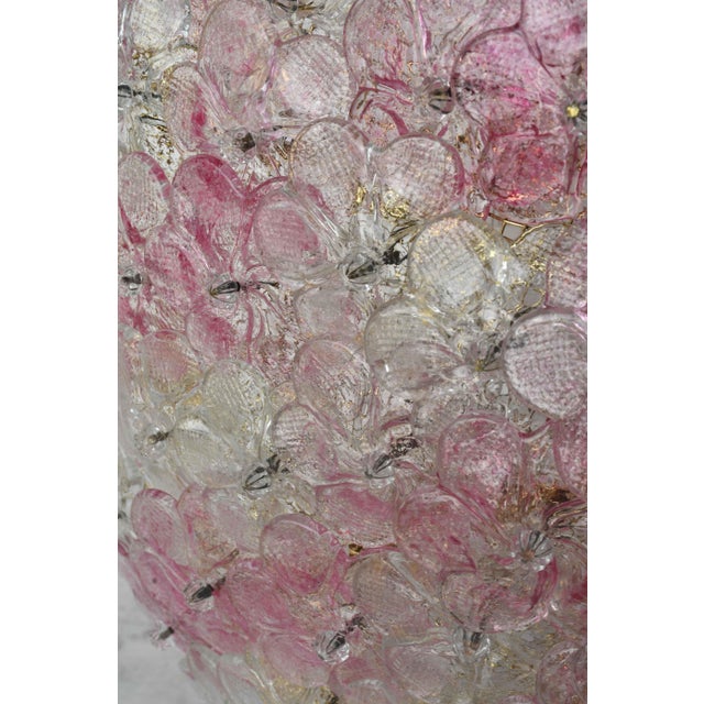 1970s Wonderful Extra Large Size Pink Murano Glass Ceiling Light Flower by Seguso For Sale - Image 12 of 15