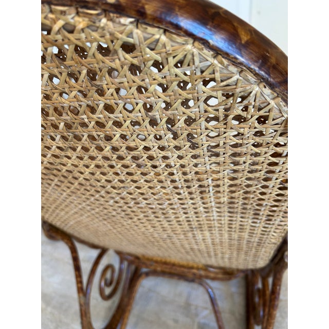 Rattan and Double Caned Rocking Chair For Sale - Image 9 of 12
