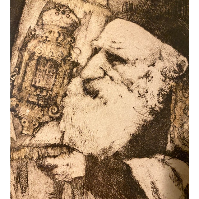 This is an original signed etching by the celebrated American artist Charles Bragg titled "Rabbi with Torah." This...