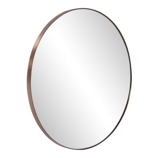 Kenneth Ludwig Chicago Van Buren Brushed Brass Round Mirror For Sale