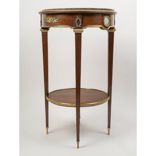 Louis xvi-style pedestal table, 19th century, napoleon iii period. Side table with gilded bronze and a marble top, louis...
