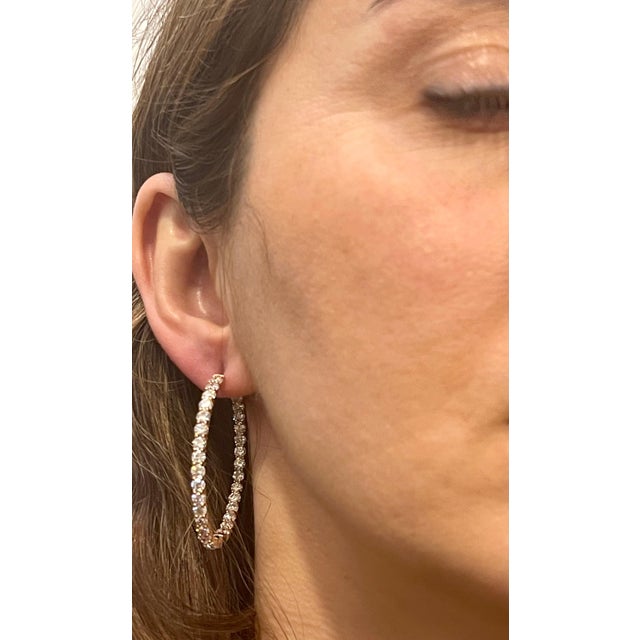 7.92 Carat Diamond Inside Out Hoop Gala Cocktail Earrings in 14 Karat Rose Gold For Sale - Image 14 of 18