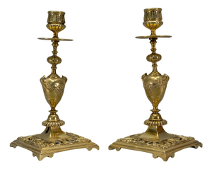 French Neoclassical Bronze Candlesticks, 1930s, Set of 2