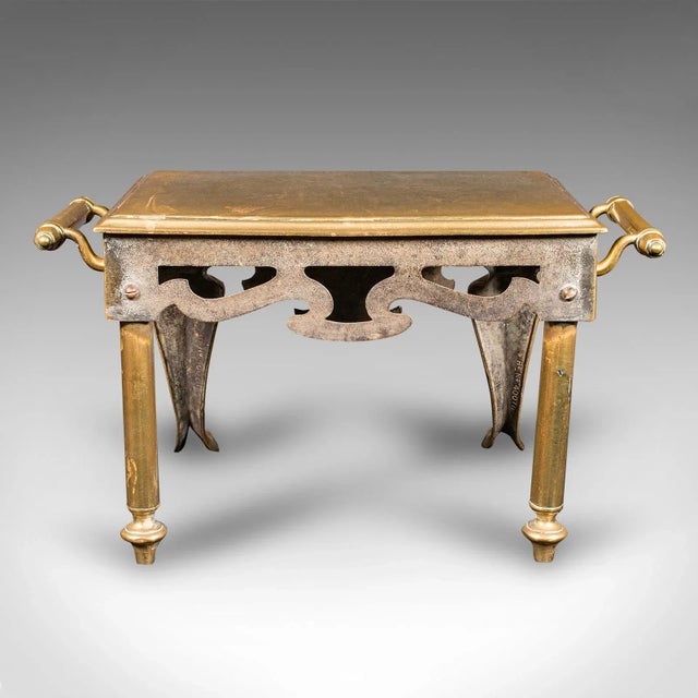 Antique Hearth Footman, English Brass, Fireplace Plate Warmer, Trivet, Victorian For Sale - Image 4 of 10