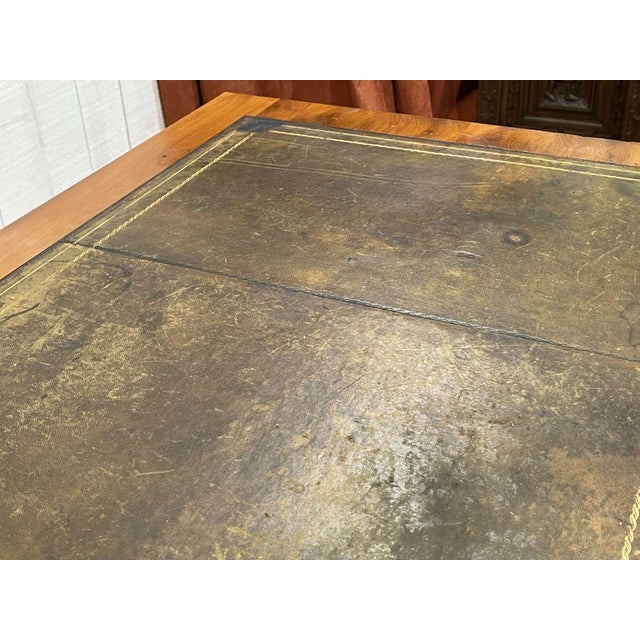 English Flat Desk with Drawers in Yew, 1950s For Sale - Image 10 of 18