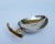 Vinatge; 1980's hammered, silver plate with brass, bamboo-style handled, oval-shaped, candy/nut bowl or decorative accent...