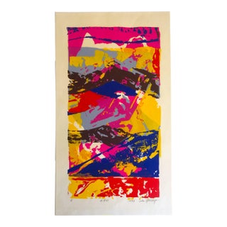 Vintage 1973 Abstract Expressionist Limited Edition John Stewart Original Silkscreen Print For Sale