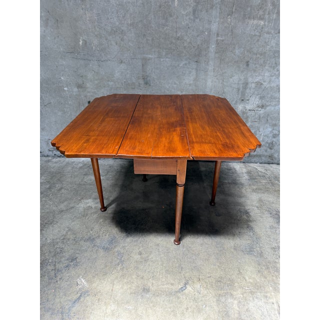 18th C Queen Anne Cherry Drop Leaf Table New England Pad Foot Antique Diminutive For Sale - Image 11 of 11