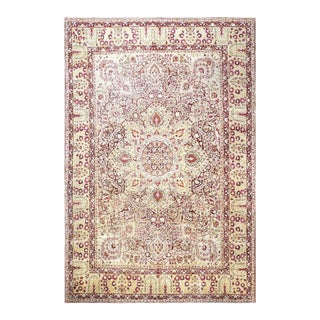 Antique Persian Kerman Lavar Wool 11X16 Burgundy, Pink & Ivory Handmade Area Rug #1141138 For Sale