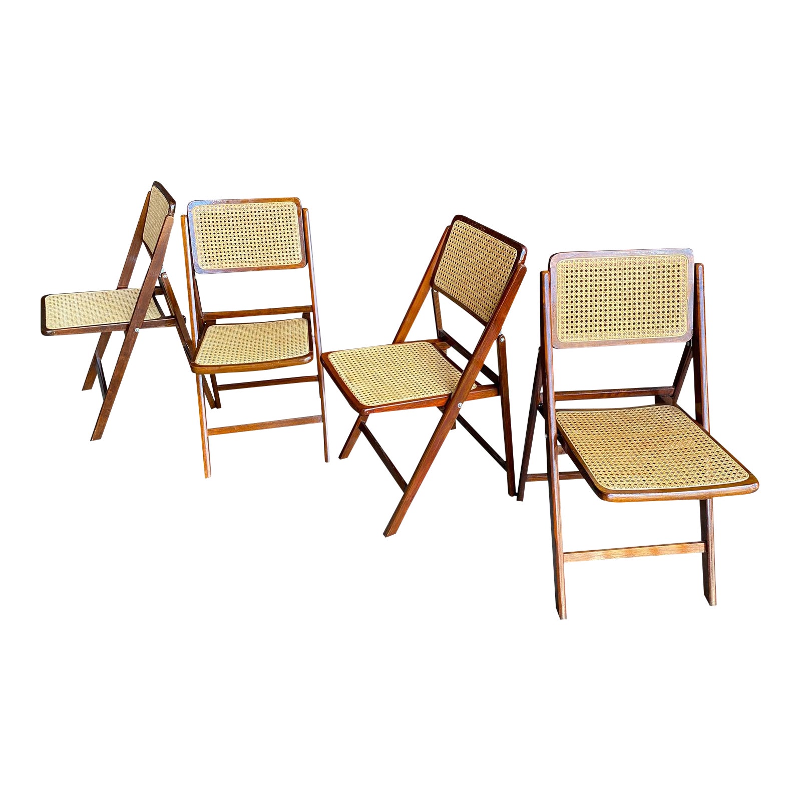 Mid Century Modern Marcel Breuer Italian Folding Cane Cesca Chairs Set Of 4 Chairish