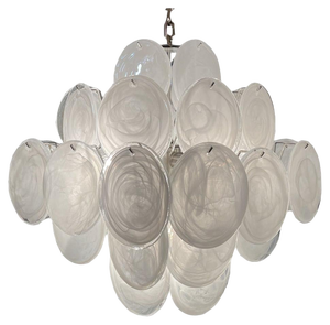 Vintage Italian Murano Chandelier with 36 White Disks, 1990s