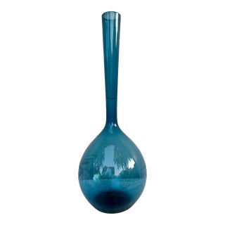 Mid 20th Century Blue Glass Arthur Percy Onion Vase For Sale