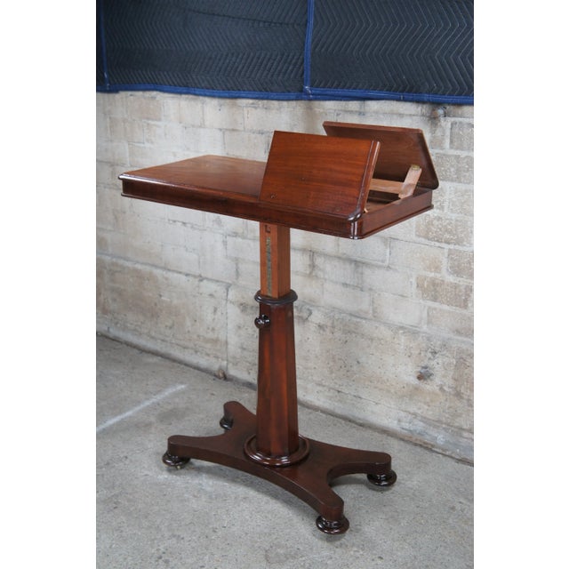 Late 19th Century Late 19th Century Antique William IV Mahogany Articulating Invalids Reading Table Console Lectern For Sale - Image 5 of 12