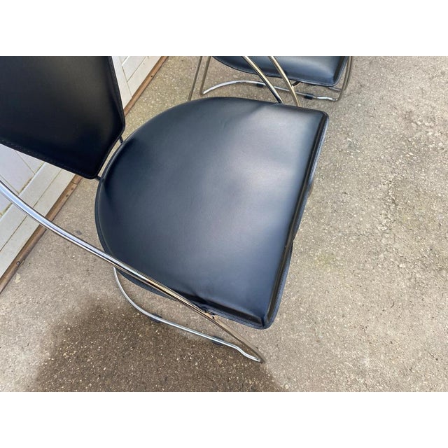 Linda Chairs in Black Leather and Chrome from Arrben, 1980s, Set of 4 For Sale - Image 17 of 18