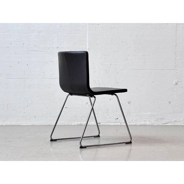 Bernhard Leather Chairs in Black and Chrome by Ola Wihlborg for Ikea, 2010s For Sale - Image 11 of 16