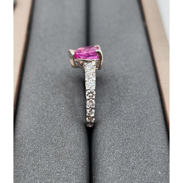 0.60 Ct Natural Pink Sapphire & Diamond Ring, Size 4.5 For Sale - Image 9 of 10