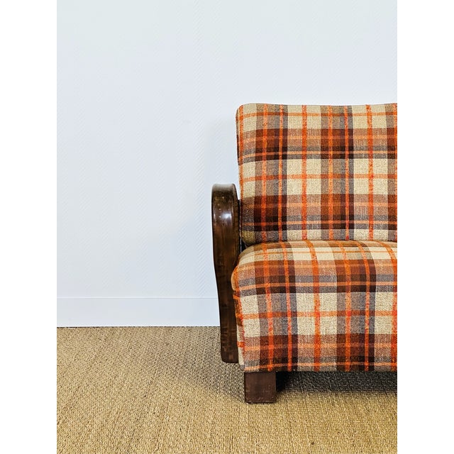 Wood Vintage Lounge Chair in Bentwood and Checkered Fabric, 1960s For Sale - Image 7 of 15