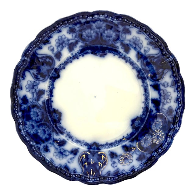 Late 19th Century Wood & Son Flow Blue Seville Ironstone Dinner Plate For Sale