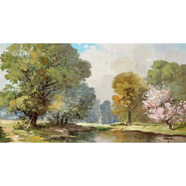 Gorgeous mid-century Belgian landscape by Gustav Pynaert (Belgium, 1900-1968), c.1950. Signed lower right. Unframed. Image...