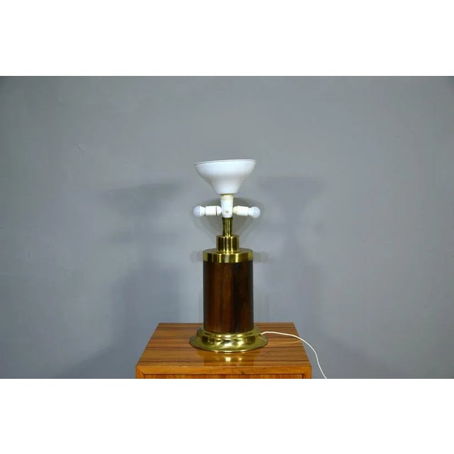 1970s Brass and Wood Table Lamp, Italy, 1970s For Sale - Image 5 of 8