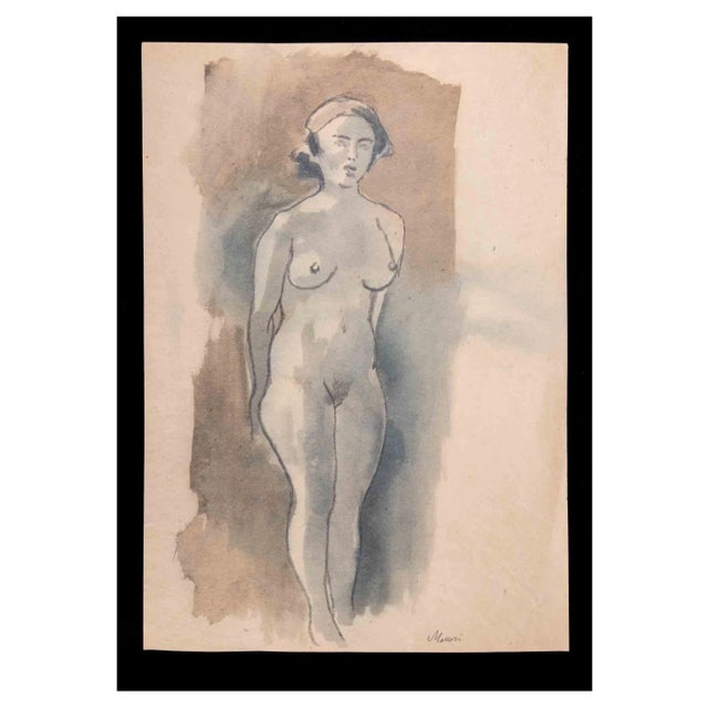 Mino Maccari, Nude of Woman, Watercolor, 1930s For Sale