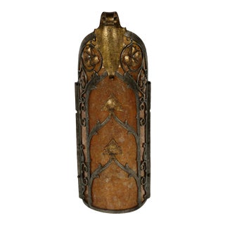 Large American Classical Cast Brass & Mica Wall Sconce For Sale